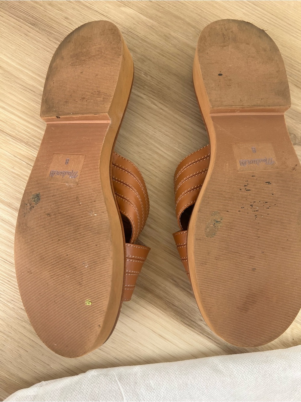 Madewell Tan Leather Cross-Strap Slide Mules - Picture 4 of 4